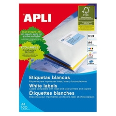 Етикети Apli 52.5x21.2 mm А4, 100 л. 56 ет. бели